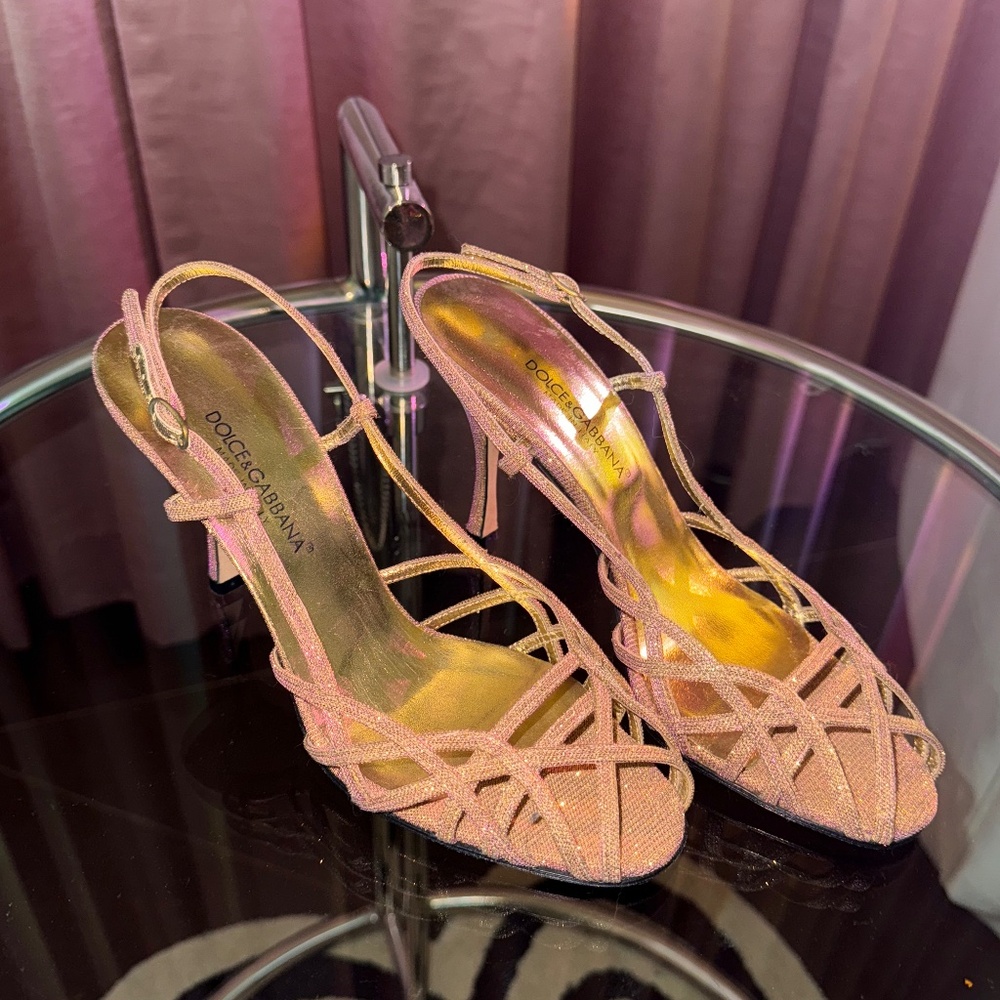 Dolce & Gabbana Glitter Accent Slingback Heels